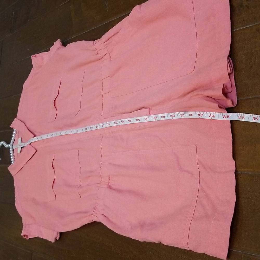 Universal Thread Womens Coral Pink Linen Blend Shortsleeve Romper Shorts Size 14 - Picture 7 of 11